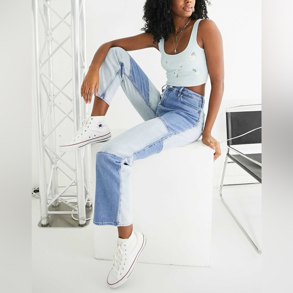 Hollister high rise dad jean in patchwork denim - Picture 4 of 4